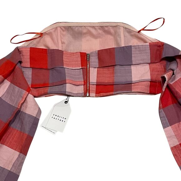 ENGLISH FACTORY Plaid Bandeau Corset Top | Dramatic Ties, M Cottagecore, NWT - Picture 7 of 7